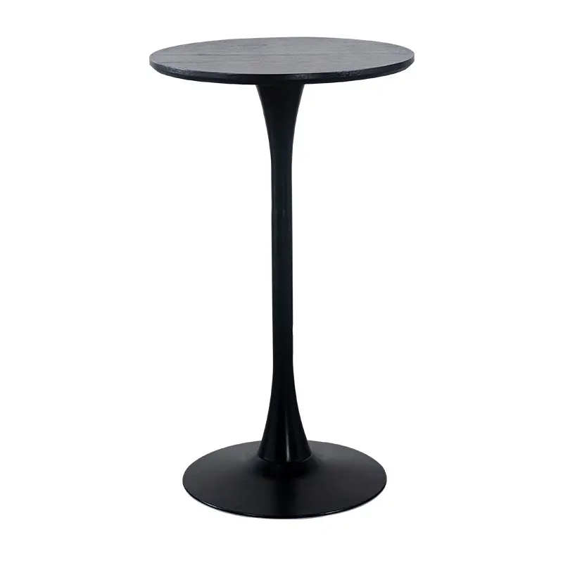 طاولة البار الخشبي للنوادي الليلية, طاولة الحانة مصنوعة من خشب السبج ، سوداء ومزودة بأرجل وقاعدة
