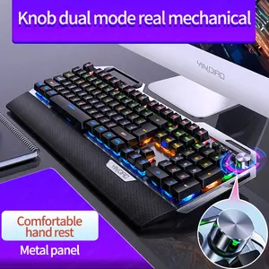 Новая обновленная многофункциональная ручка K100 профессиональная игровая механическая клавиатура 108 клавиши 12 RGB Проводная компьютерная клавиатура