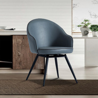 Chaise de salle à manger pivotante simple et moderne avec structure en métal et dossier rembourré en cuir pour la maison et l'hôtel, design de luxe léger