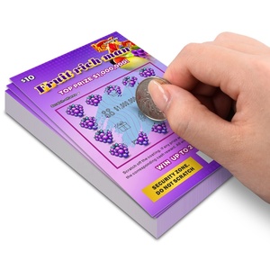 Carte à gratter de loterie pour gagner de gros prix, impression personnalisée, style, taille, matériau, revêtement UV, échantillon de design - Product Image 1