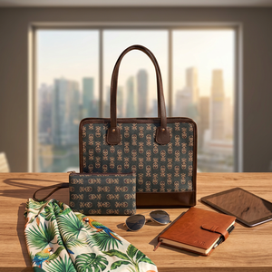 Custom Luxury Vintage Executive <b>Laptop</b> Tote Bag Jaipur Jacquard Woven Print Travel Office <b>Handbag</b> Pouch Zipper Women Briefcase - Product Image 4