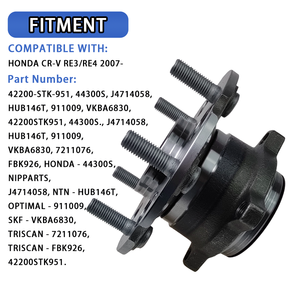 Achterwielnaaf Lager 42200-stk-951 Voor Honda CR-V Re3 Re4 2007 Wiellager En Naafsamenstel J4714058 Hub 146T 911009 Vkba6830 - Product Image 2