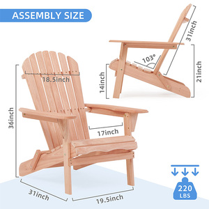 Chaises de patio Adirondack en bois massif canadien, modernes, pour jardin, cour, terrasse de piscine, plage - Meubles d'extérieur pour parc, cour - Product Image 5
