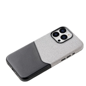 New đúp tone vải mô hình Electroplated PU thẻ da túi trường hợp điện thoại cho <span class=keywords><strong>Iphone</strong></span> 14 15 16 Pro Max PU da trường hợp điện thoại - Product Image 4