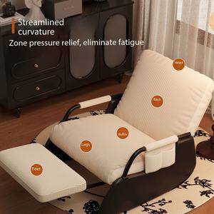 Fauteuil à bascule <span class=keywords><strong>moderne</strong></span> en velours côtelé, <span class=keywords><strong>chaise</strong></span> à bascule rembourrée et confortable avec poche, <span class=keywords><strong>chaise</strong></span> longue stable pour salon, chambre à coucher, détente - Product Image 4