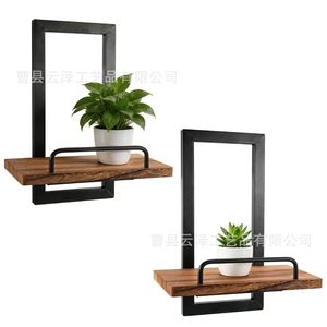 Estante de almacenamiento de madera para pared, diseño sencillo para sala de estar y dormitorio, con plantas verdes y - Product Image 1