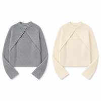 Nouvelle Collection Automne/Hiver : Ensemble Deux Pièces Chic Coréen – Pull Châle à Manches Longues Style Français et Camisole Tricotée Unie Longueur Genou