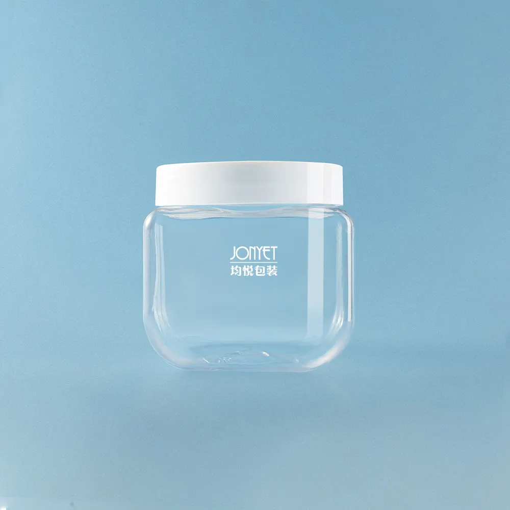 cosmetic cream jar packaging 240g square clear plastic 8 oz jars with lids pet hair care skincare jar packaging