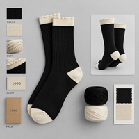 Chaussettes en fibres écologiques de bambou, tricot fines mailles, noires et ivoire, avec talon et bout renforcés, entretien facile