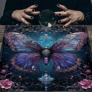 Nappe carrée en polyester à motif floral vintage, papillon et mite, pour table d'<span class=keywords><strong>oracle</strong></span>, noir, en promotion - Product Image 2