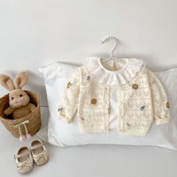 Cardigan tricoté pour filles, automne, broderie, pull pour enfants, vêtements pour enfants, manteau