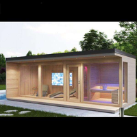 Sauna hammam extérieur personnalisé pour 6 personnes avec bois de cèdre rouge et d'épicéa, design de luxe, douche incluse