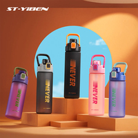 Bouteille de sport en plastique sans BPA Yiben pour le cyclisme et les trajets quotidiens, avec paille et poignée