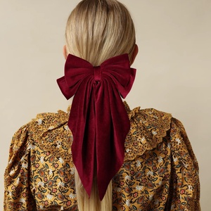 Jepit Rambut Pita Besar 11 Inci, Jepit Rambut Pita Beludru Ekor Panjang, Jepit Rambut Cantik Elegan, Aksesoris Rambut Modis untuk Wanita - Product Image 2