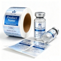 Étiquettes de flacons anti-rayures et anti-effraction personnalisées, adaptées aux flacons de laboratoire de 10 ml, autocollants d'emballage de peptides texturés et imperméables