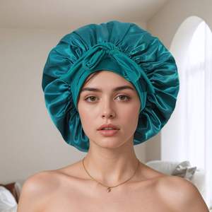 Bonnet de nuit en satin uni avec logo personnalisé, grand format, avec lien, pour femme - Product Image 3