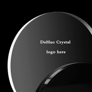 Placa de Honor Redonda de Cristal, Trofeo Moderno con Base de Metal Dorado en Forma de Media Luna para <span class=keywords><strong>Embajador</strong></span> de la Cultura Empresarial - Product Image 6