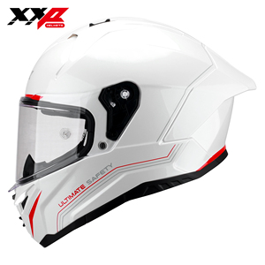 Casques de moto intégraux avec grand spoiler, double visière, boucle à dégagement rapide, taille S-XXL, XXP VINDICATOR SOLID Blanc DOT ABS - Product Image 1