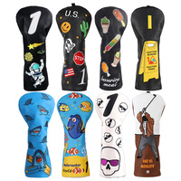 Accessoires de golf brodés, housses de tête de club de golf en forme d'ananas, housses de tête de club de golf en cuir PU