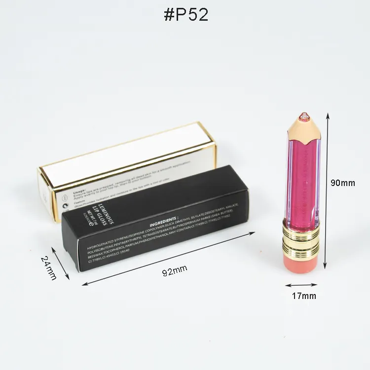 맞춤형 연필 립글로스 독특한 컨테이너 튜브 공급 업체 매트 비건 개인 라벨 립글로스