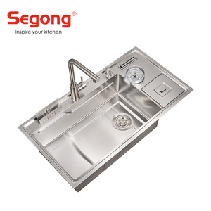 Ensemble d'évier de <span class=keywords><strong>cuisine</strong></span> en acier inoxydable à bol unique de haute qualité Évier commercial fait main avec poubelle - Product Image 3
