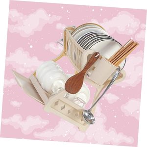 Égouttoir à vaisselle moderne double couche en plastique pour cuisine, support de rangement pour ustensiles et couverts - Product Image 6