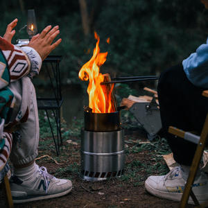 Estufa de Leña Portátil de Acero Inoxidable, Redonda, para Acampar al Aire Libre, Color Plateado, Tiempo de Ebullición de 5 a 10 Minutos - Product Image 4