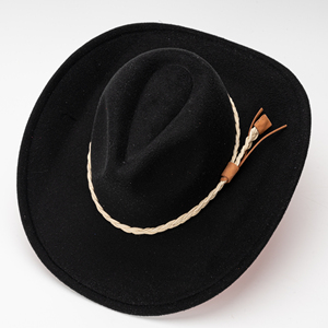 Chapeau de cowboy en feutre à bord roulé, design en feutre tibétain bicolore, chapeau de jazz occidental pour hommes et femmes, chapeau rétro formel décontracté transfrontalier - Product Image 6