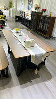 Table à manger ovale multifonctionnelle de style vintage français en bois massif, style mi-siècle, pour usage domestique, bureau de conférence