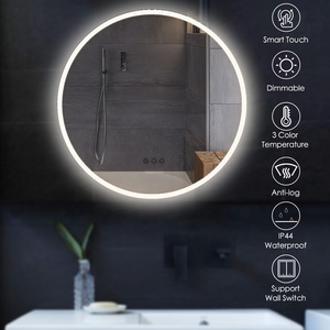 Moderno multifunzionale di forma rotonda a prova di acqua bagno specchio LED con Anti-appannamento - Product Image 3