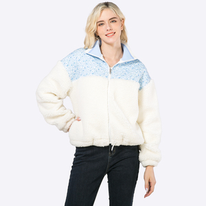 <span class=keywords><strong>Veste</strong></span> à panneaux bicolores personnalisée pour femmes, col montant, fermeture éclair, sweat-shirt en polaire, <span class=keywords><strong>veste</strong></span> d'hiver chaude et tendance pour femmes - Product Image 5
