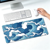 Grand tapis de souris de jeu en caoutchouc naturel bleu, impression personnalisée du logo, antidérapant, imperméable, accessoires informatiques de bureau