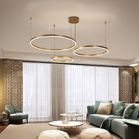 Projet d'hôtel sur mesure Lustre de plafond rond noir pour salon moderne Luminaire suspendu à anneau circulaire à LED