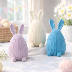 Ornements de lapin et d'œuf de Pâques floqués style Ins pour les fêtes et la décoration de table - Product Image 2