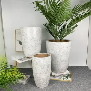 Conjunto de plantas de cerâmica redonda, grandes tamanhos, para áreas externas e internas, 3 vasos de flores para plantar flores e plantas