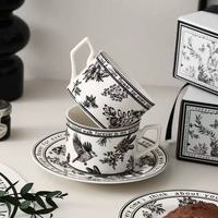 Tasse à café rétro à motif floral d'été - Ensemble tasse et soucoupe en céramique de haute qualité, idéal comme coffret cadeau