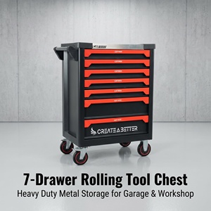 Chariot à outils en acier multi-niveaux avec cadre soudé intégré et armoire antirouille pour l'organisation des outils et quincaillerie - Product Image 1