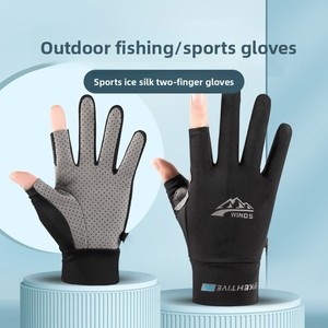 Guantes de protección UV de seda helada para <span class=keywords><strong>hombre</strong></span> <span class=keywords><strong>y</strong></span> mujer, antideslizantes, transpirables, con pantalla táctil, <span class=keywords><strong>dos</strong></span> dedos abiertos, para conducir, frisbee, ciclismo, pesca - Product Image 3