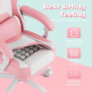 Silla Gamer Rosa <span class=keywords><strong>de</strong></span> Cuero Reclinable con Reposapiés para <span class=keywords><strong>Chicas</strong></span>, Precio Más Bajo <span class=keywords><strong>de</strong></span> Fábrica en <span class=keywords><strong>Bolivia</strong></span>, Teclado Gratis - Product Image 4