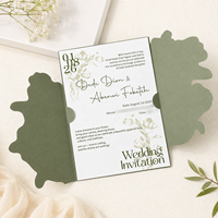 Invitation de mariage en papier coton 600 g/m², motif floral gaufré, carte d'invitation personnalisée de luxe, enveloppes assorties pour mariage et fiançailles