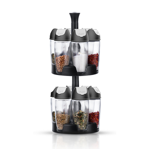 Nuovo Set di Contenitori Portaspezie in Vetro per Cucina con Coperchio Doppio e Rastrelliera Organizer per Condimenti - Product Image 1