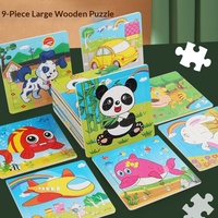Puzzle en bois carré de 9 pièces, jouets d'éducation précoce pour garçons et filles de maternelle, jouets d'intelligence pour avion, pour 0 à 24 mois