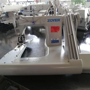 Zoyer Three Needle Curved Wrist <b>Sewing</b> <b>Machine</b> Flat Bed Chain Stitch For Fabric Textile Use - Product Image 1