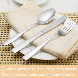 Couverts de table en acier inoxydable argenté, couverts de restaurant, couteaux, fourchettes et cuillères, ensembles de couverts - Product Image 3
