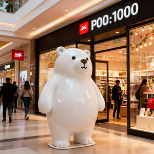 Sculpture d'<span class=keywords><strong>ours</strong></span> polaire en fibre de verre écologique personnalisée pour l'entrée d'un centre commercial, décoration intérieure commerciale - Product Image 1