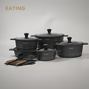 Design originale 15 pezzi pressofuso in alluminio antiaderente pentole e <span class=keywords><strong>Set</strong></span> di pentole in <span class=keywords><strong>pietra</strong></span> di marmo <span class=keywords><strong>Set</strong></span> di pentole in granito - Product Image 3