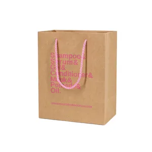 पीपी हैंडल के साथ बालों के लिए पर्यावरण-अनुकूल भूरे क्राफ्ट पेपर बैग