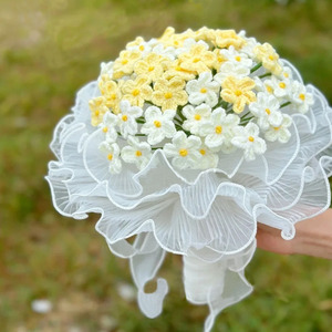 Ganchillo hecho a mano Forget <span class=keywords><strong>Me</strong></span> Not Flores de punto Lana hecha a mano Tejer flores de ganchillo para decoración del hogar - Product Image 2