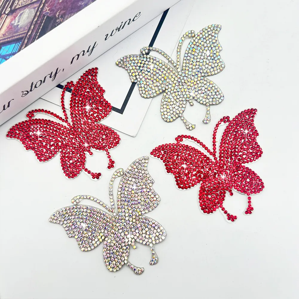 Appliques di cristallo di cristallo con farfalla in cristallo con perline patch decorazione con strass applique per scarpe cappello