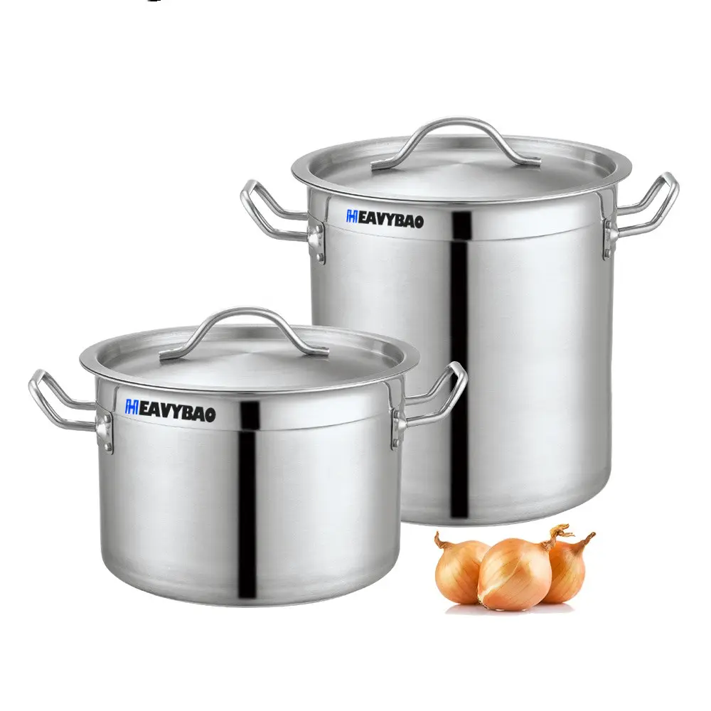 Heavybao أدوات المطبخ الفولاذ المقاوم للصدأ الحساء الضغط المنخفض مرجل وعاء يستخدم الغذاء إناء للحساء غير عصا صلصة صنع الأواني